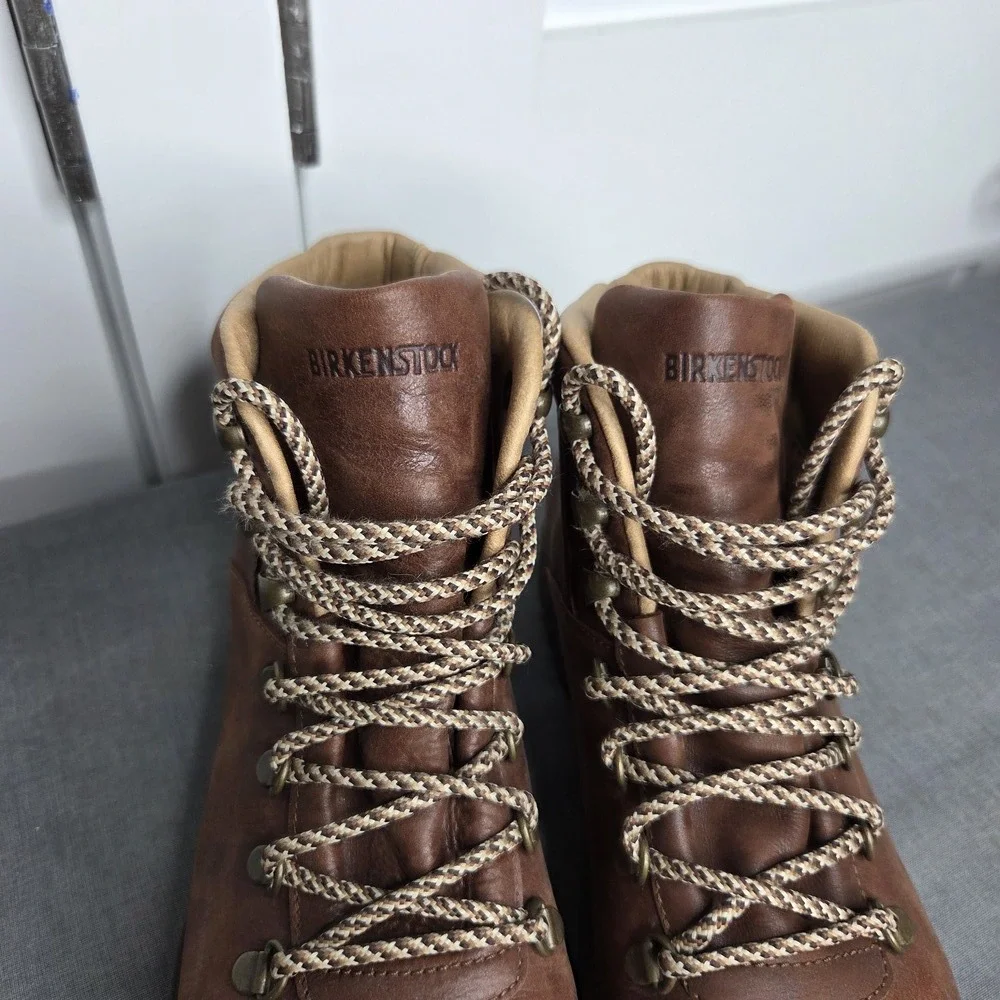 Birkenstock Men's Brown Leather Lace-Up Hiking Ankle Boots Size 8 US / 41 EU